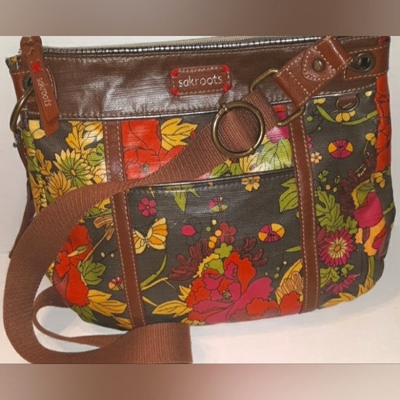 Beautiful Sakroots Floral print  Boho Messenger Crossbody bag☆EUC☆ - Picture 1 of 8